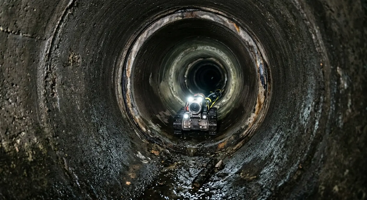 Robotic sewer camera inspecting pipe interior for Sewer Line Cleaning in Lincoln